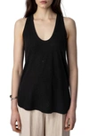 ZADIG & VOLTAIRE SAMY RHINESTONE LINEN BLEND TANK TOP