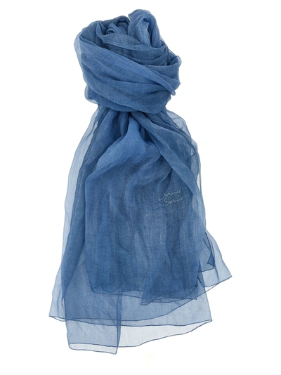 Ermanno Scervino Silk Scarf In Clear Blue