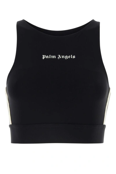 Palm Angels Woman Black Stretch Nylon Tank Top