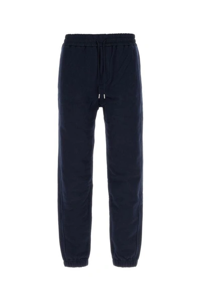 Saint Laurent Man Dark Blue Cotton Joggers In Black