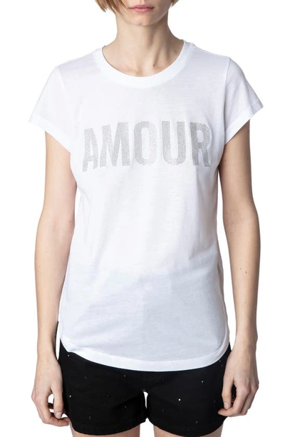 Zadig & Voltaire Woop Amour Strass T-shirt In Blanc