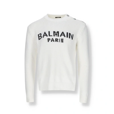Balmain Cotton Logo Sweater In White