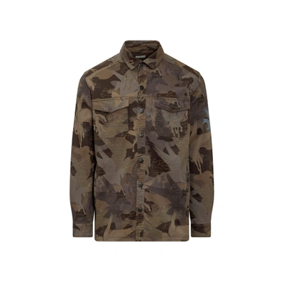 Etro Oversize Cotton Shirt With Camouflage Pattern - Atterley In Brown