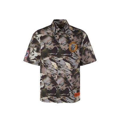 Heron Preston Logo Patch Camouflage Printed Shirt In Green