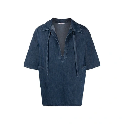 Valentino Cotton Denim Shirt In Blue