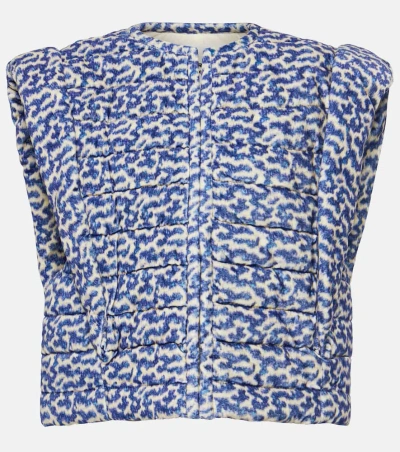 Marant Etoile Aziela Padded Printed Cotton Vest In Blue