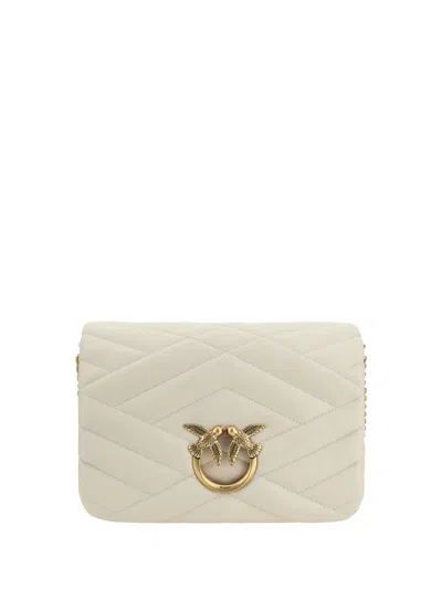 Pinko Love Click Shoulder Bag In Bianco Seta-