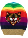 GUCCI GUCCI ANGRY CAT MOTIF BEANIE HAT - MULTICOLOUR,4768973G24712193647
