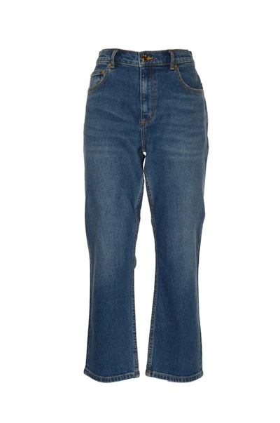 Tory Burch Cropped Flared Jeans In Dark Vintage Wash