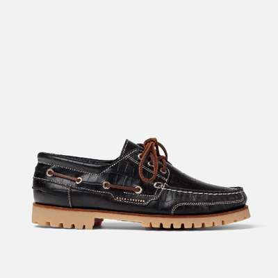 Duke & Dexter Men's Commando Black Croc Boat Shoe - Men's