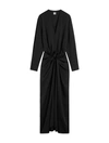 Totême V-neck Long-sleeve Satin Knotted Maxi Dress In Black
