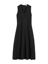 Totême Fluid V-neck Linen Blend Midi Dress In Black