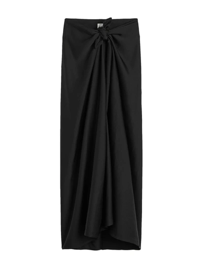 Totême Satin Knot Skirt In Black