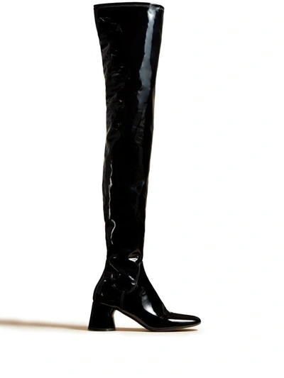 Khaite Wythe Patent-leather Over-the-knee Boots In 200 Black