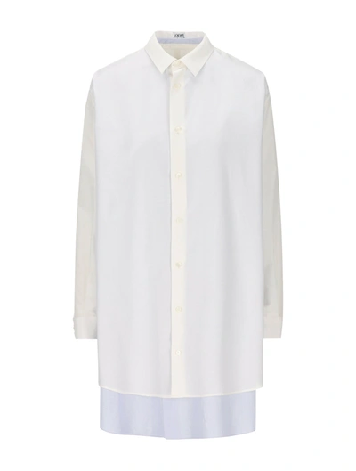 Loewe Double Layered Shirt Dress In White