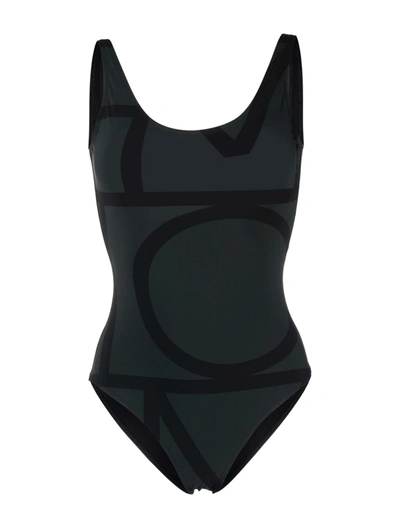 Totême Monogram Swimsuit In Black