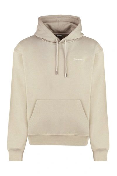 Jacquemus Logo Embroidered Drawstring Hoodie In Green