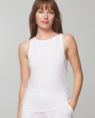 Soma Women's Most Loved Cotton Shirred Side Tank Top In White Size Large |