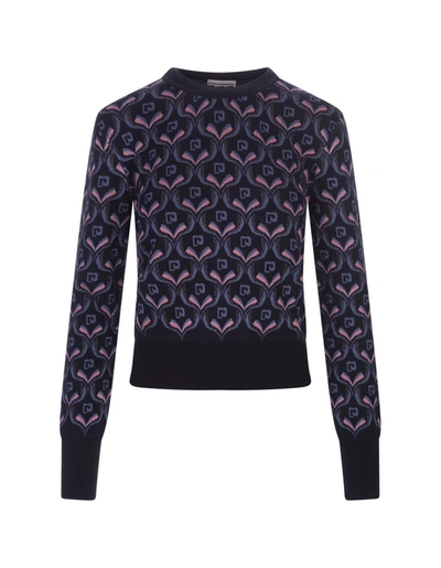Paco Rabanne Neon Jacquard-jersey Sweater In Blue