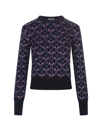 Rabanne Neon Jacquard-jersey Sweater In Blue