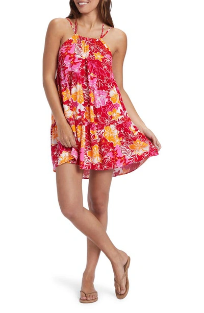 Roxy Juniors' Floral-print Evening Breeze Tiered Dress In Hilo Hibiscus