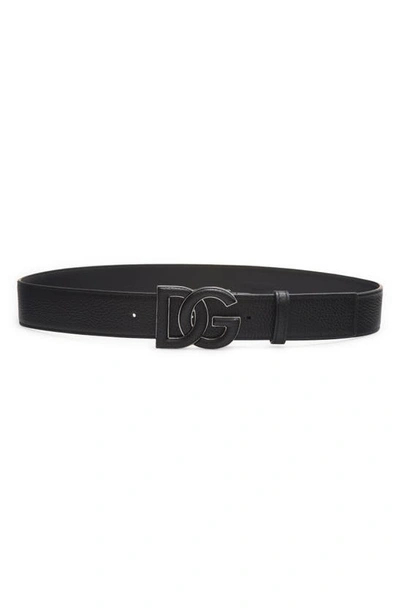 Dolce & Gabbana Dolce&gabbana Dg Logo Buckle Leather Belt In Nero