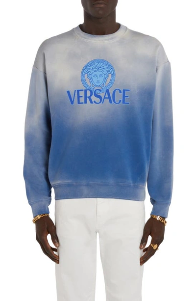 VERSACE MEDUSA OMBRÉ COTTON GRAPHIC SWEATSHIRT