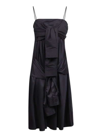 Mm6 Maison Margiela Draped Satin Dress In Black