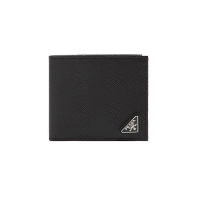 Prada Saffiano Logo Wallet In Nero