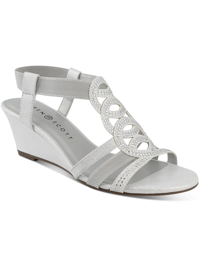 Karen Scott Denicee Womens Open Toe Ankle Strap Wedge Sandals In White