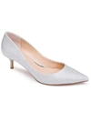 Jewel Badgley Mischka Royalty Womens Kitten Slip On Pumps In Silver