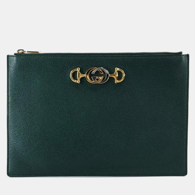 Pre-owned Gucci Jumeirah Clutch (570728) In Green