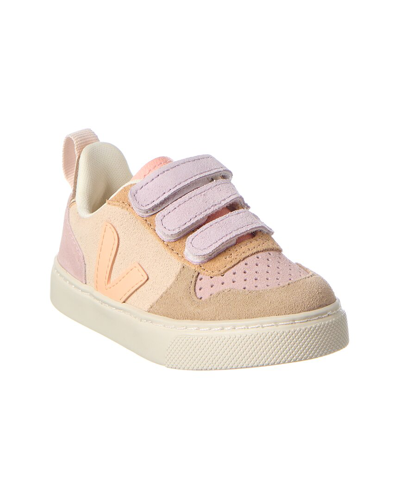 Veja Kids' Small V-10 皮质运动鞋 In Multicolour