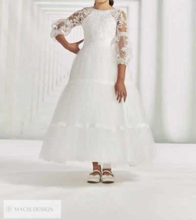 Joan Calabrese Kids' Princess Communion Dress In Ivory In Multi