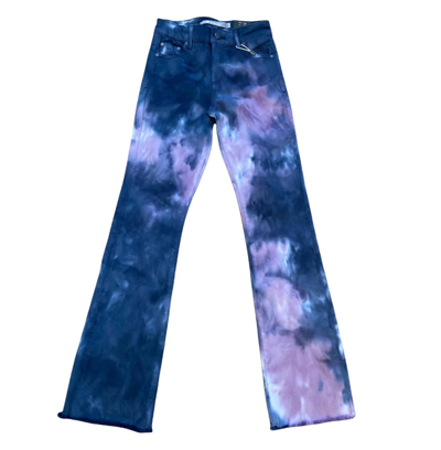 Tractr Kids Tie Dye High Rise Bootcut Jeans In Blue