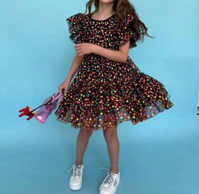 Lola + The Boys Kids' Girl's Black Funfetti Frill Dress