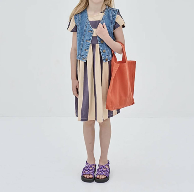 Repose Ams Kids' Easy Peasy Dress In Blue Stripe