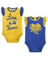 Outerstuff Newborn And Infant Boys And Girls Royal, Gold Los Angeles Rams Too Much Love Two-piece Bodysuit Set In Royal,gold