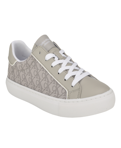 Calvin Klein Women's Charli Round Toe Casual Lace-up Sneakers In Light Gray Multi