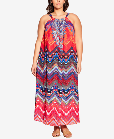 Avenue Plus Size Beauty Halter Maxi Dress In Tomorrows Tribe