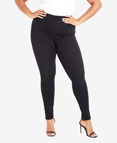 Avenue Plus Size Hi Rise Jegging Tall Length Jeans In Black