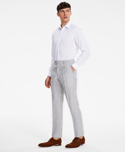 Tommy Hilfiger Men's Modern-fit Linen Suit Pants In Light Grey