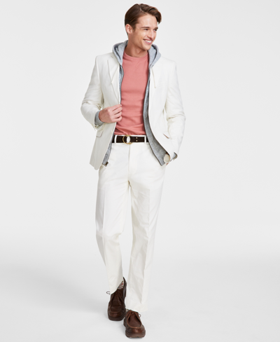 Nautica Men's Modern-fit Seasonal Cotton Stretch Suit In Solid Cream