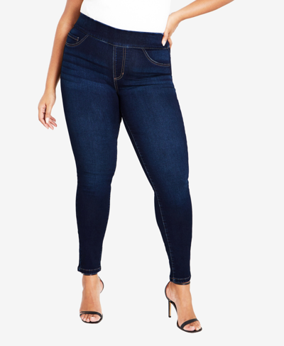 Avenue Plus Size Hi Rise Jegging Tall Length Jeans In Blue