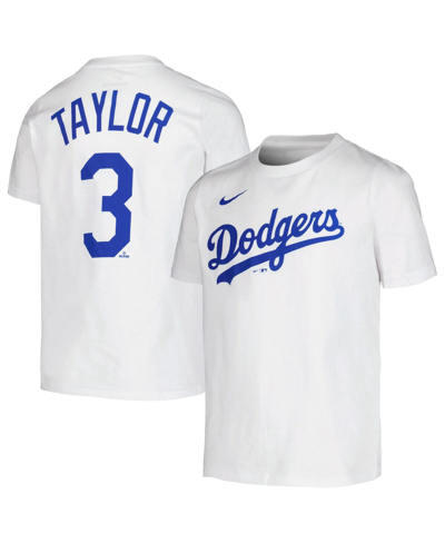 NIKE BIG BOYS NIKE CHRIS TAYLOR WHITE LOS ANGELES DODGERS PLAYER NAME AND NUMBER T-SHIRT