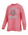 PRESSBOX WOMEN'S PRESSBOX RED GEORGIA BULLDOGS SUN WASHED BISHOP PULLOVER SWEATSHIRT