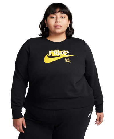 Nike Plus Size Logo Graphic Fleece Sweatshirt In Black