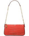 Michael Kors Medium Leather Chain Pouchette In Spiced Coral