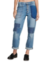 LUCKY BRAND WOMEN'S BUTTON-FLY PATCHED MID-RISE BOY JEANS
