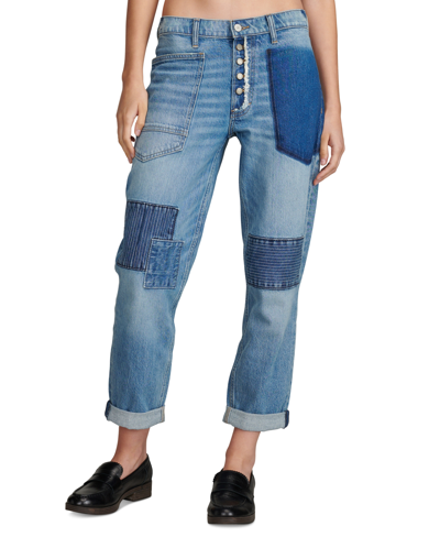 Lucky Brand Women's Button-fly Patched Mid-rise Boy Jeans In Party Mix